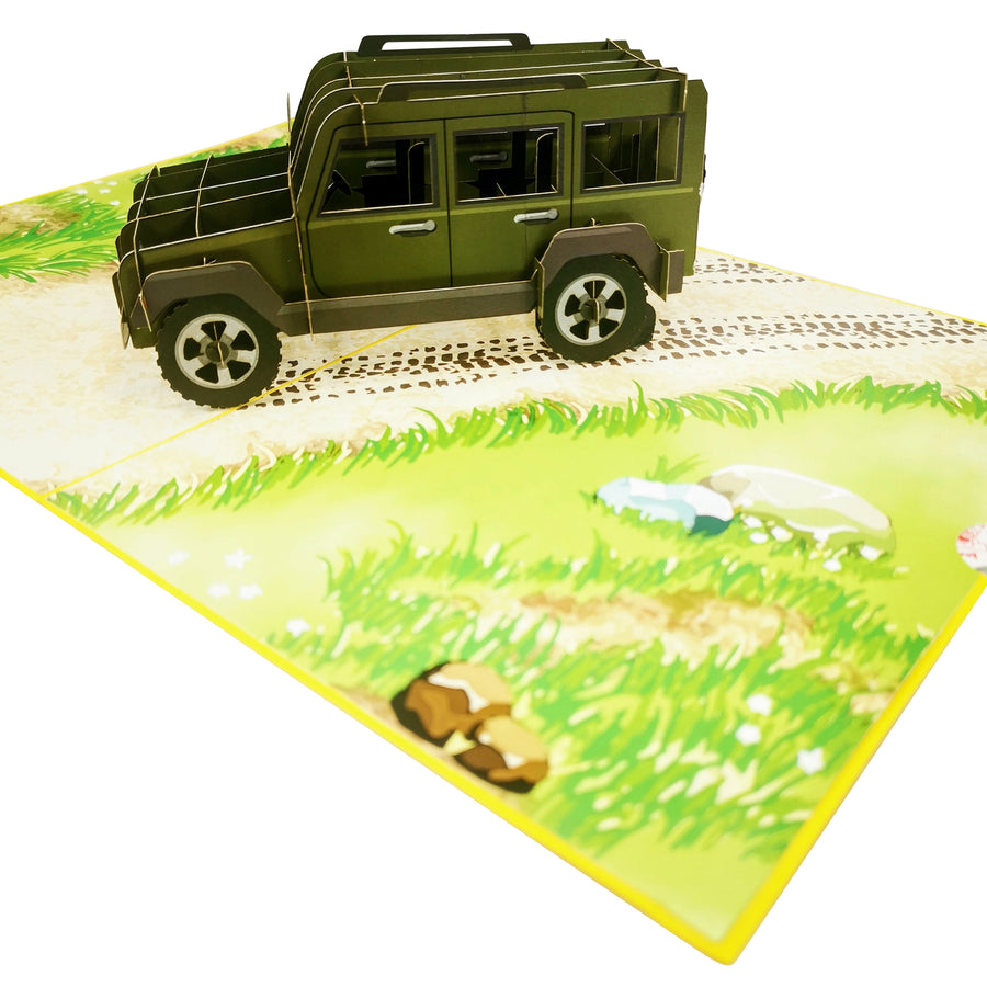 Jeep 4x4 Off Road Car in Green Pop Up Card UK