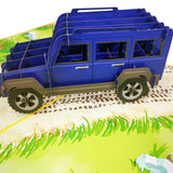 Jeep 4x4 Off Road Car in Blue Pop Up Card UK