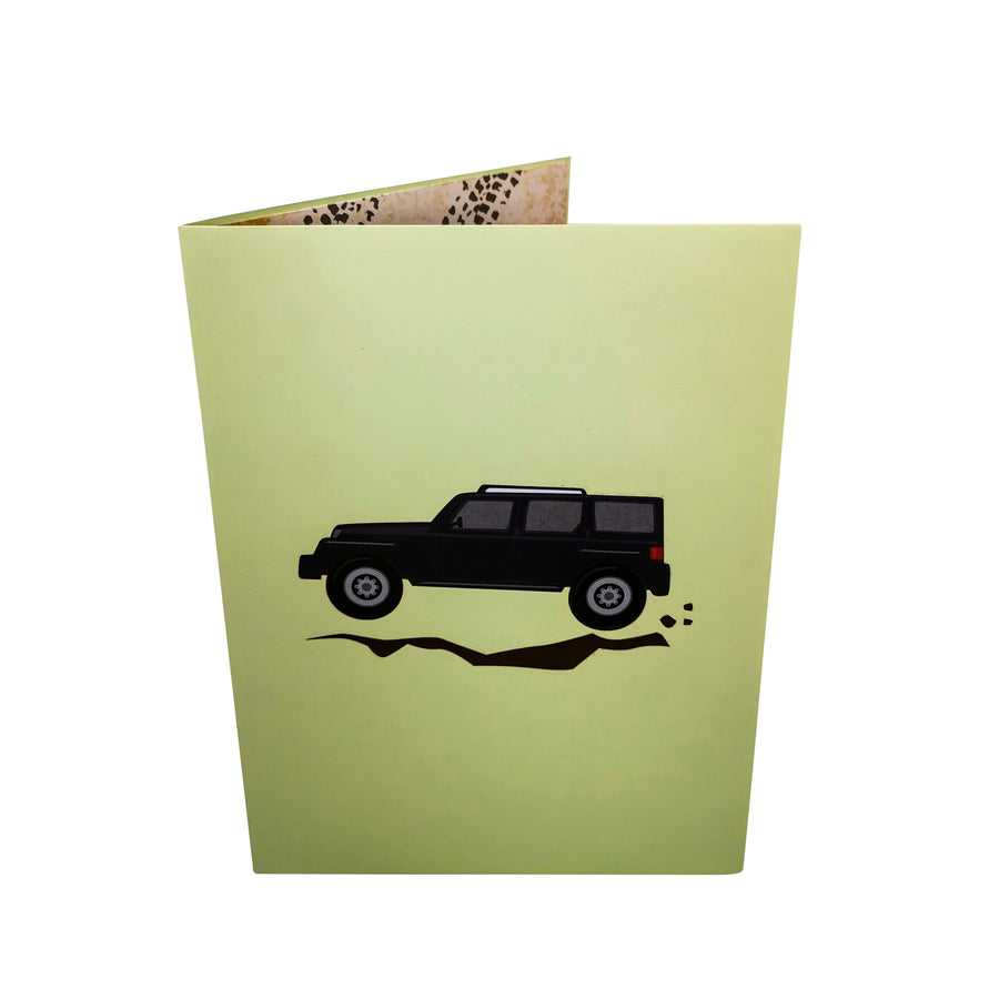 Jeep 4x4 Off Road Car in Black Pop Up Card UK
