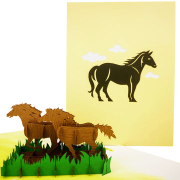 Galloping Horses Pop-Up Card