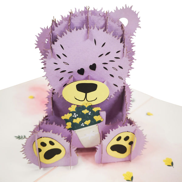 Teddy Bear & Yellow Flowers Pop-Up Card - Image 3