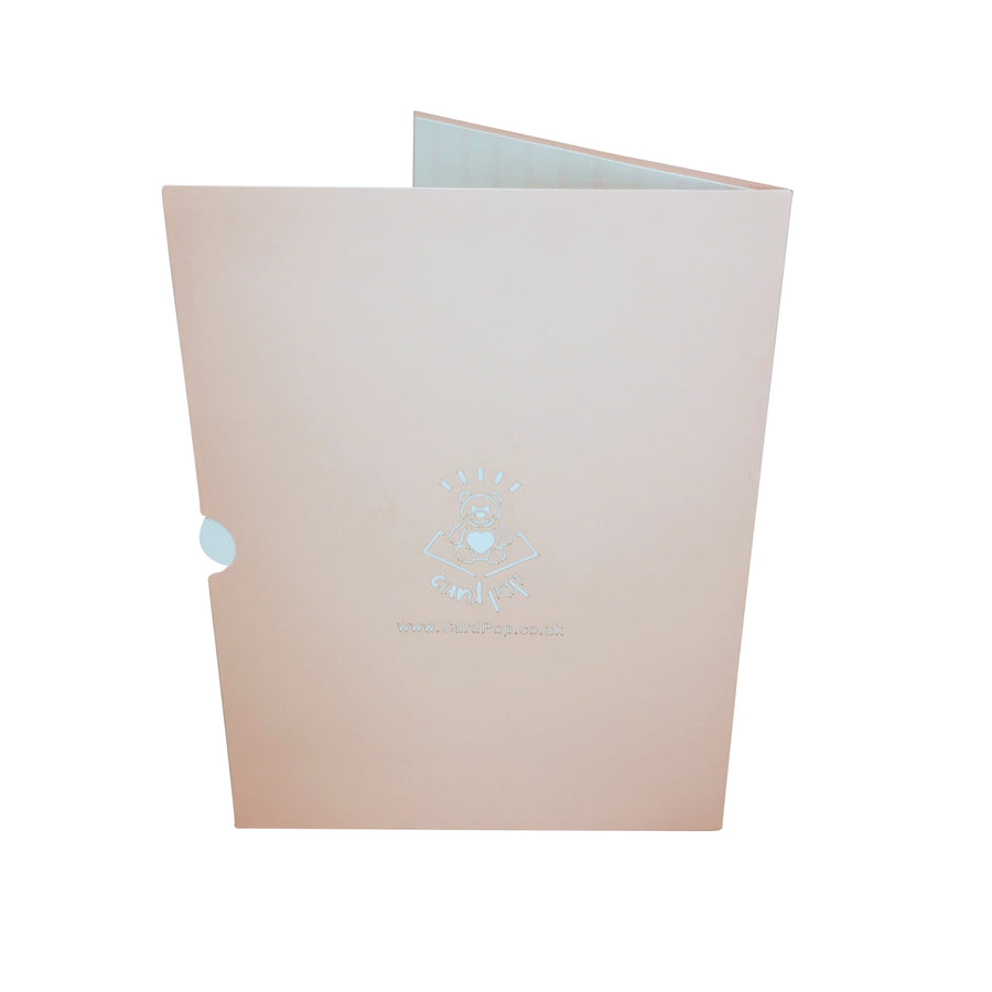 Teddy Bear & Colourful Flower Bouquet 3D Pop Up Card UK