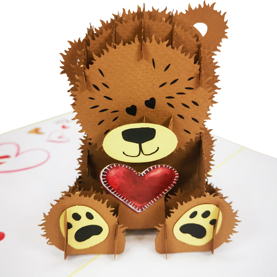 Teddy Bear & Love Heart 3D Pop Up Card UK