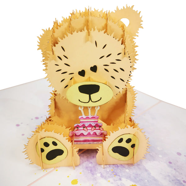 Teddy Bear & Strawberry Cake Pop-Up Card - Image 3