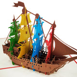 Colourful Sail Ship 3D Pop Up Card