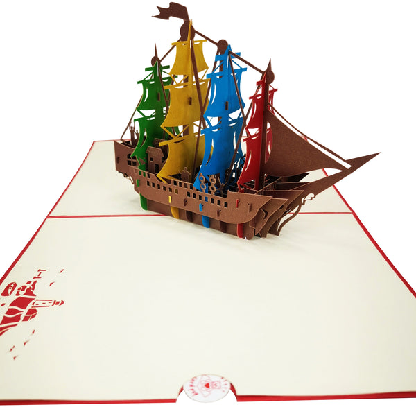Colourful Sail Ship Pop-Up Card - Image 4