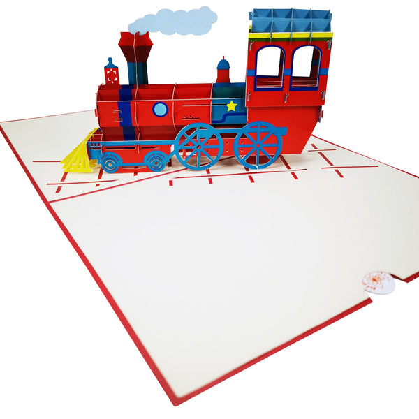 Red Choo Choo Train Pop-Up Card - Image 4