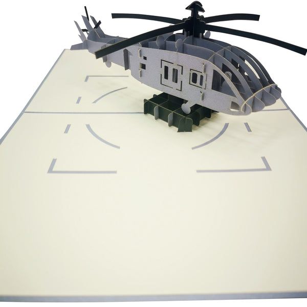 Silver Military Helicopter Pop-Up Card - Image 4