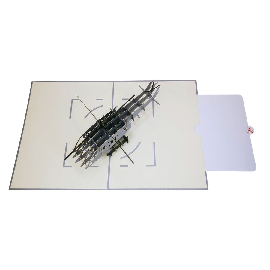 Silver Military Helicopter 3D Pop Up Card UK