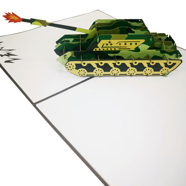 Camouflage Army Tank Military Pop-Up Card - Image 3