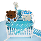New Baby Boy & Blue Cot 3D Pop Up Card UK