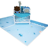 New Baby Boy & Blue Cot 3D Pop Up Card UK