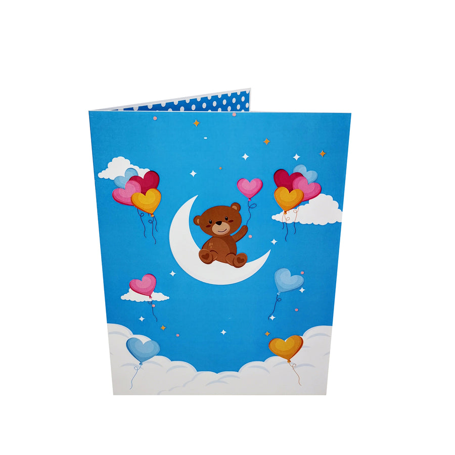 New Baby Boy & Blue Cot 3D Pop Up Card UK