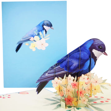 Bluebirds & Spring Flowers 3D Pop Up Card UK