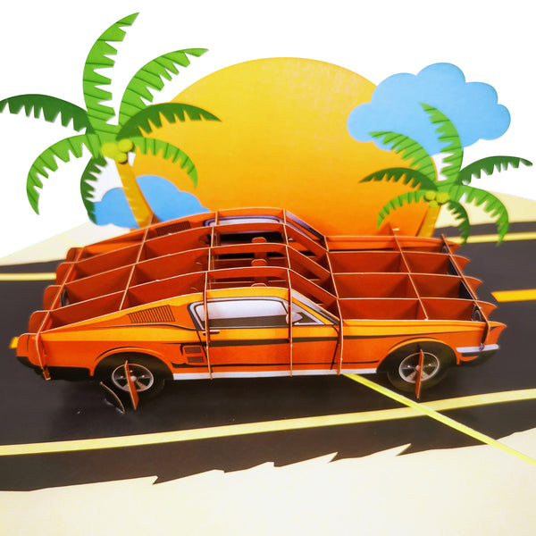 Coupe Car Sunset Cruising Pop-Up Card - Image 3
