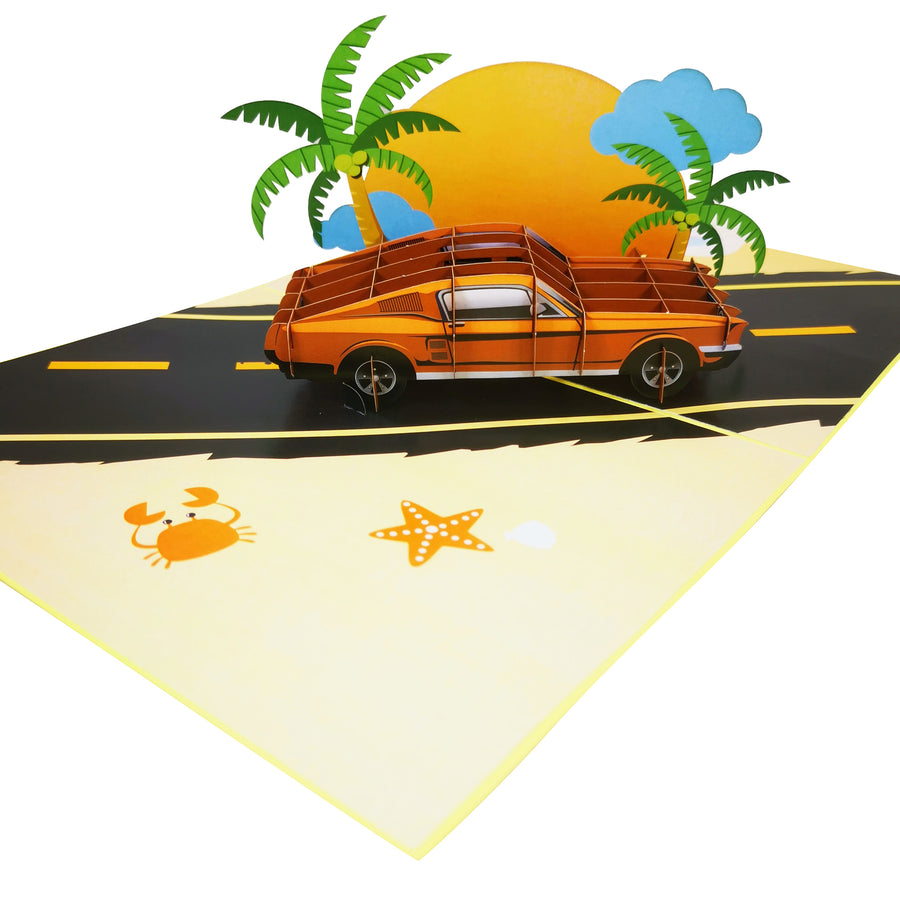 Coupe Car Sunset Cruising Pop-Up Card