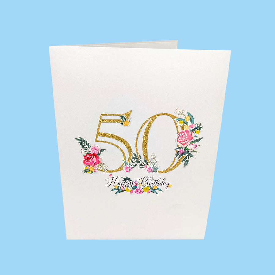 Fiftieth Birthday 3D Pop-Up Card UK