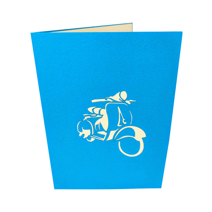 Blue Vespa Scooter 3D Pop-Up Card UK