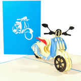 Blue Vespa Scooter 3D Pop-Up Card UK