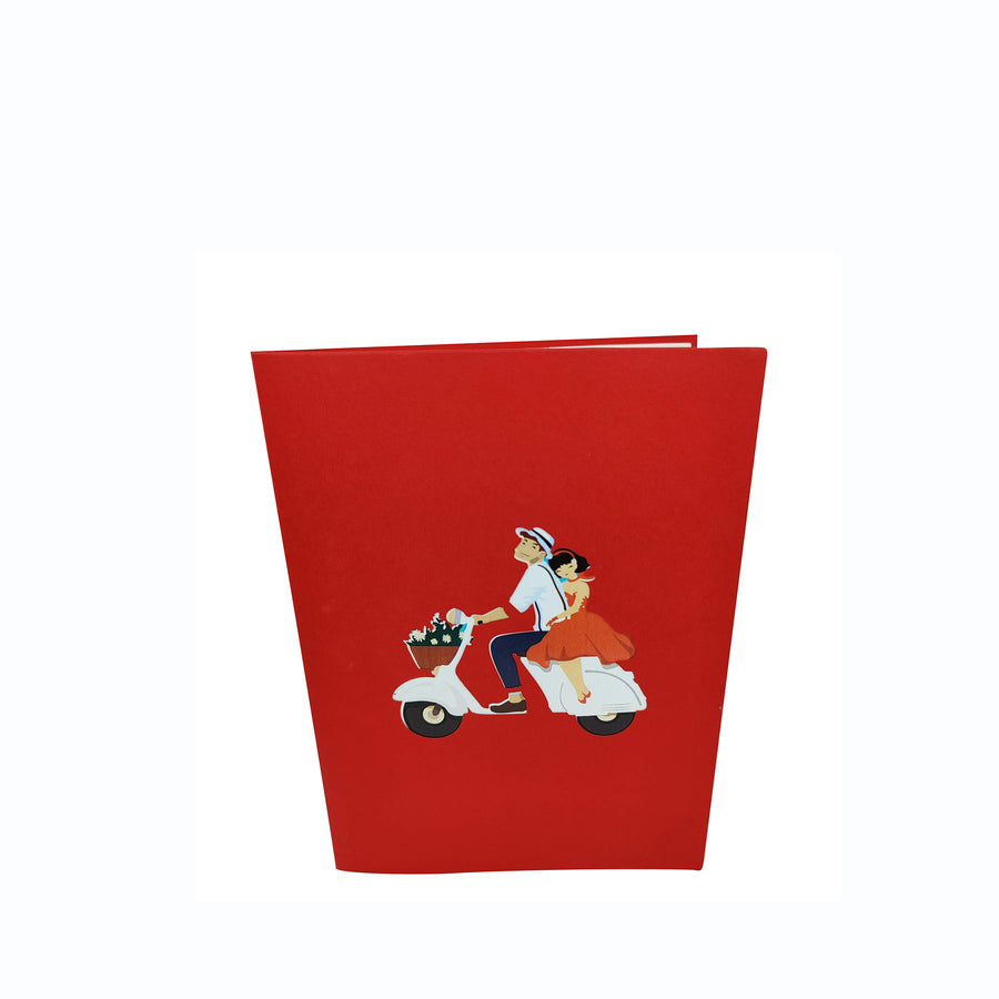 Romantic Moped Adventure Pop-Up Card