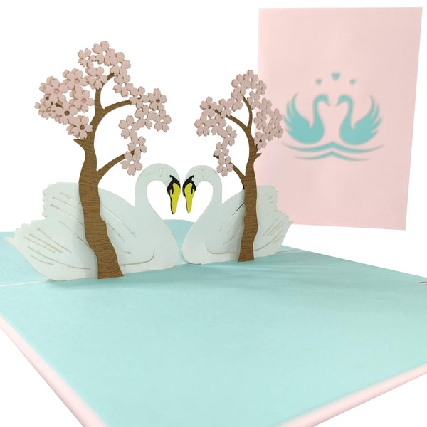 Love Swans Pop-Up Card - Image 3
