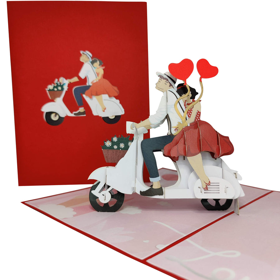 Romantic Moped Adventure Pop-Up Card