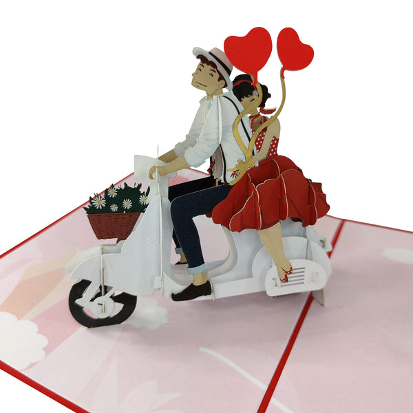 Romantic Moped Adventure Pop-Up Card - Image 3