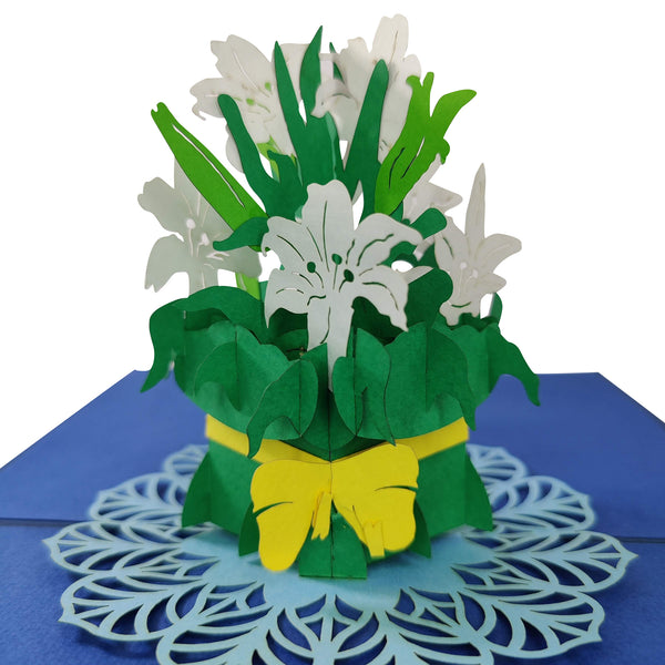 White Lily Vase Pop-Up Card - Image 3