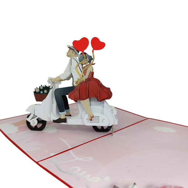 Romantic Moped Adventure Pop-Up Card - Image 4