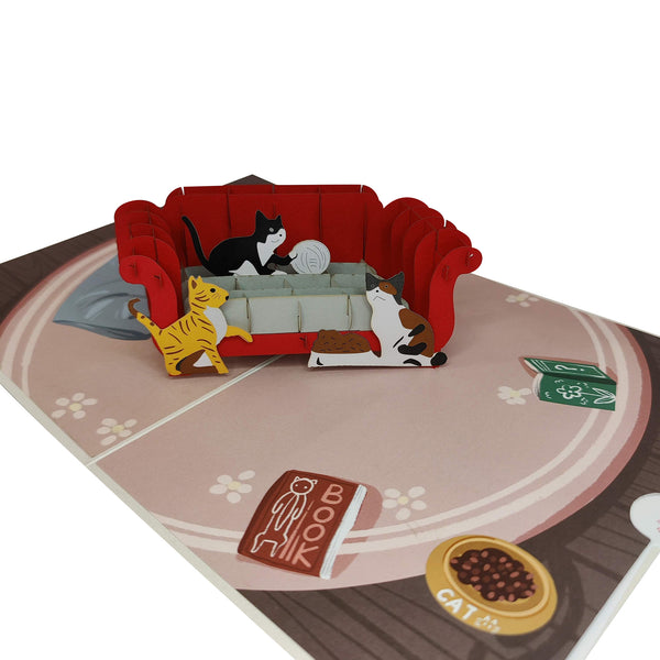 Cats on the Red Sofa Pop-Up Card - Image 4