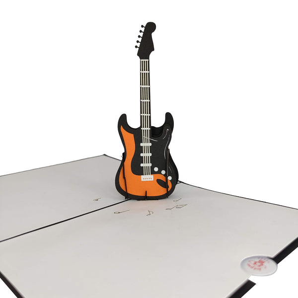 Black & Orange Electric Guitar Pop-Up Card - Image 3