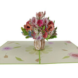 Mixed Pink Flower Bouquet Pop-Up Card