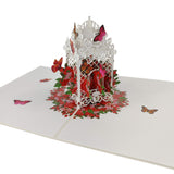 Red Rose Butterfly House Pop-Up Card