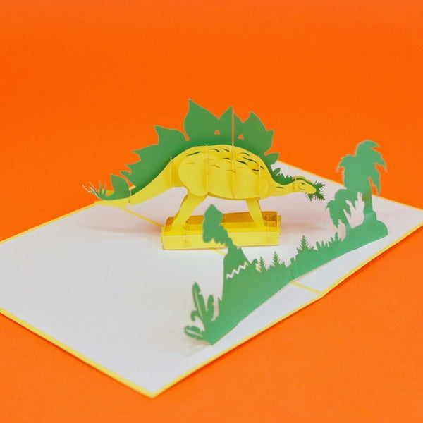 Stegosaurus Dinosaur Yellow Pop-Up Card - Image 3
