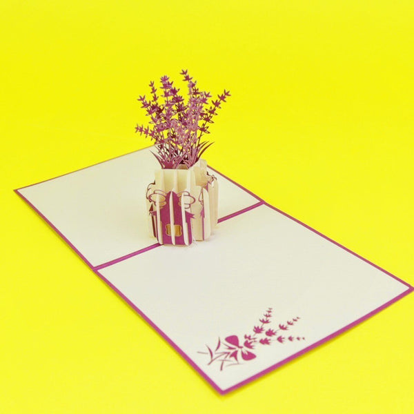 Purple Lavender Flower Vase Pop-Up Card - Image 3