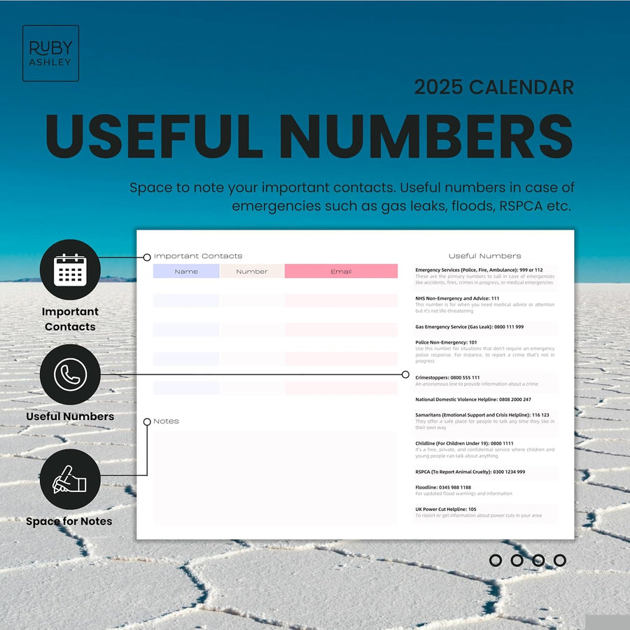 2025 Natural Wonders Calendar: 13 Months of Stunning Images, UK Notable Dates, Essential Contacts & Religious Festivals Included