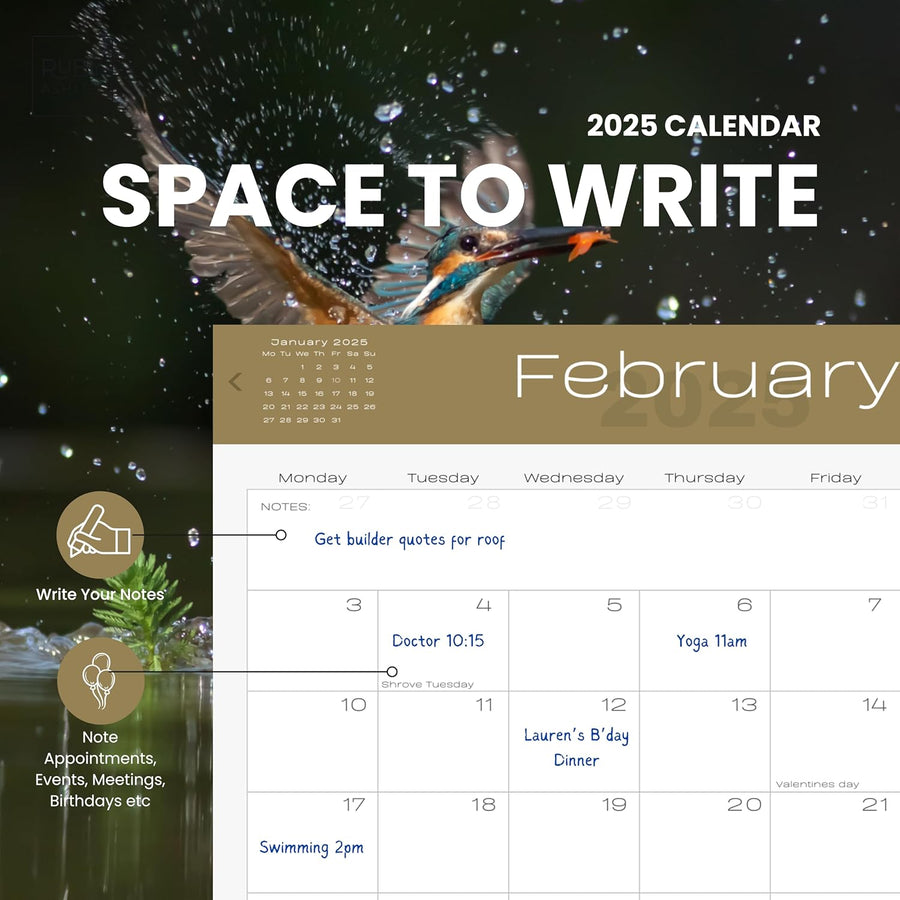 2025 British Wildlife Calendar: 13 Months of Stunning Images, UK Notable Dates, Essential Contacts & Religious Festivals Included