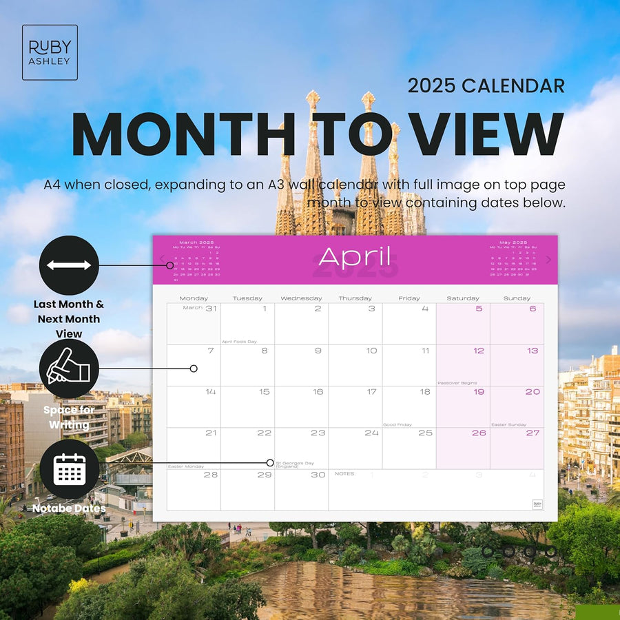 2025 Amazing Cities Calendar: 13 Months of Stunning Images, UK Notable Dates, Essential Contacts & Religious Festivals Included