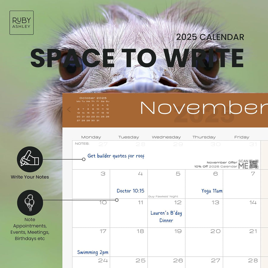 2025 Funny Animals Calendar: 13 Months of Cute Images, UK Notable Dates, Essential Contacts & Religious Festivals Included