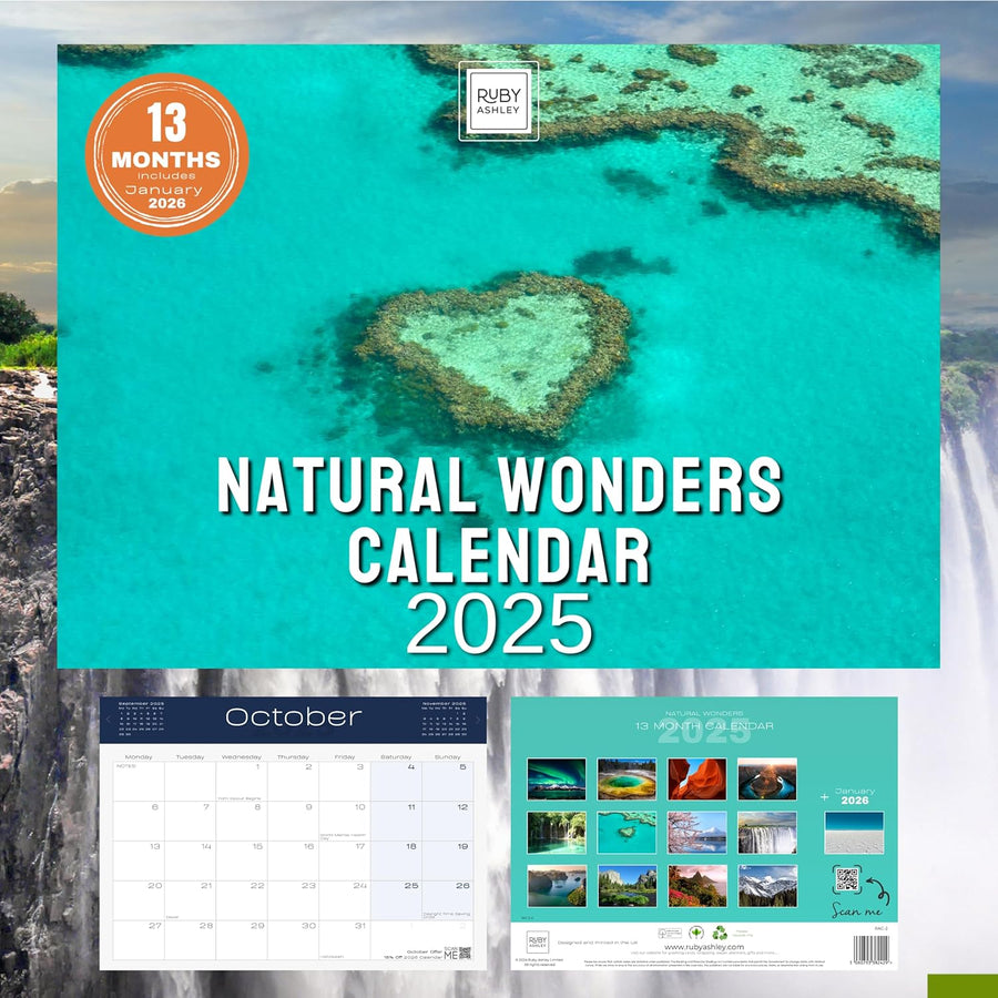 2025 Natural Wonders Calendar: 13 Months of Stunning Images, UK Notable Dates, Essential Contacts & Religious Festivals Included
