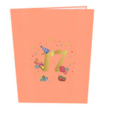 17th Happy Birthday With Presents And Balloons Pop-Up Card