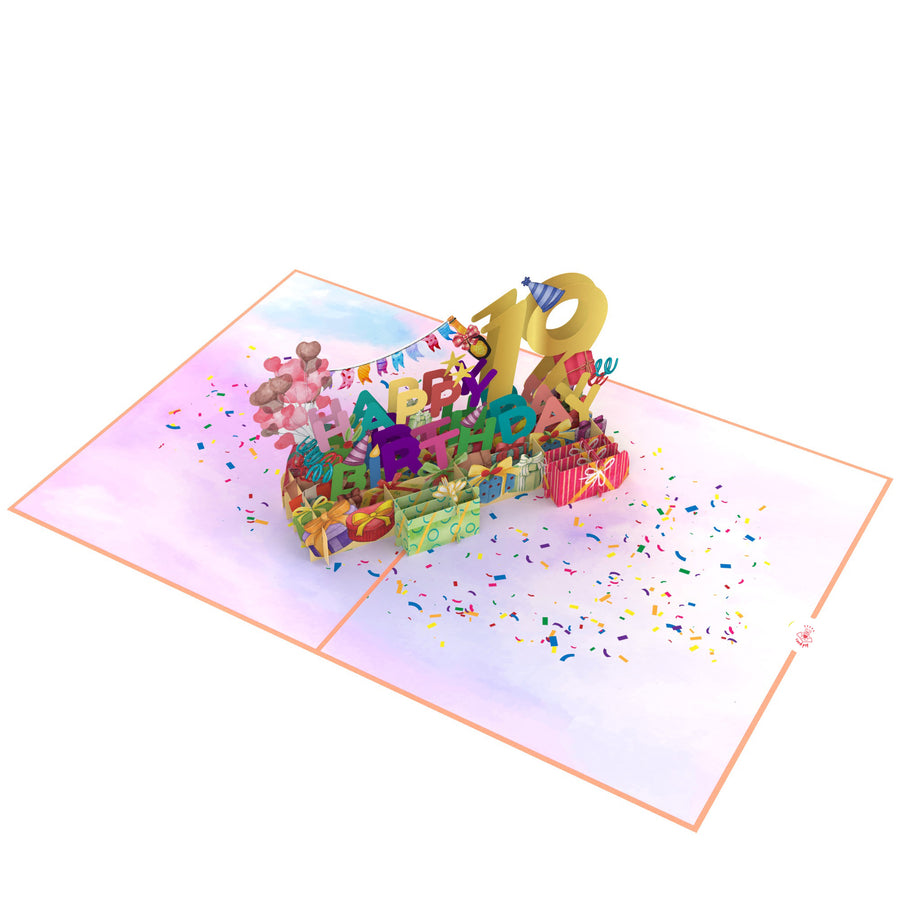 19th Happy Birthday With Presents And Balloons Pop-Up Card