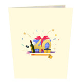 40th Happy Birthday With Presents And Wine Pop-Up Card