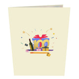 100th Happy Birthday With Presents And Wine Pop-Up Card