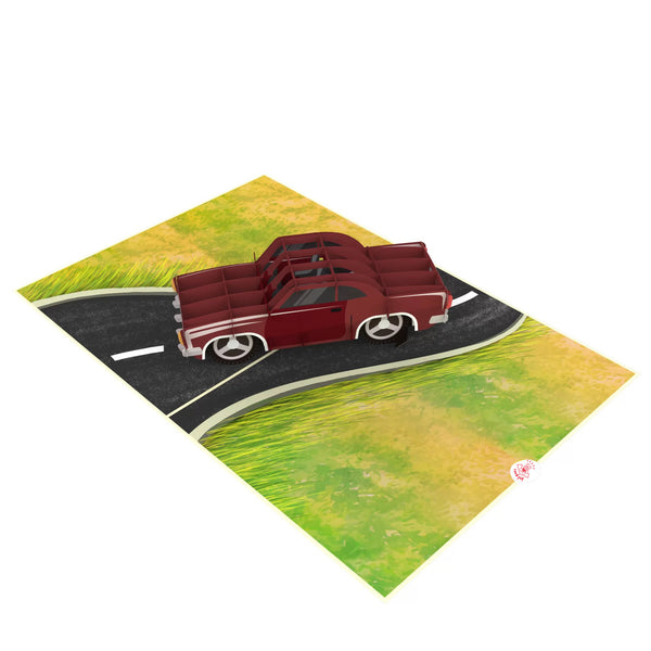 Red Coupe Car Pop-Up Card