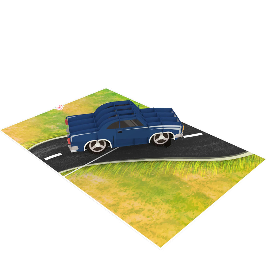 Blue Coupe Car Pop-Up Card