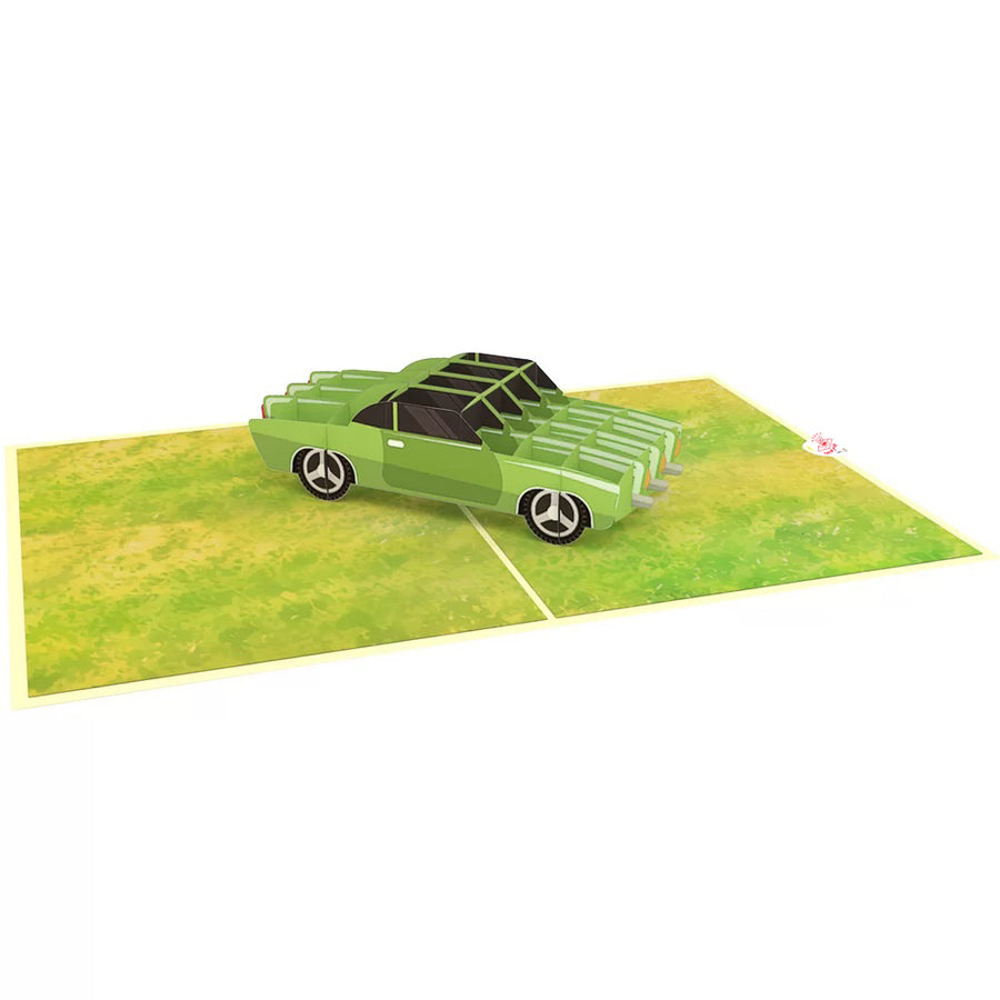 Green Coupe Car Pop-Up Card