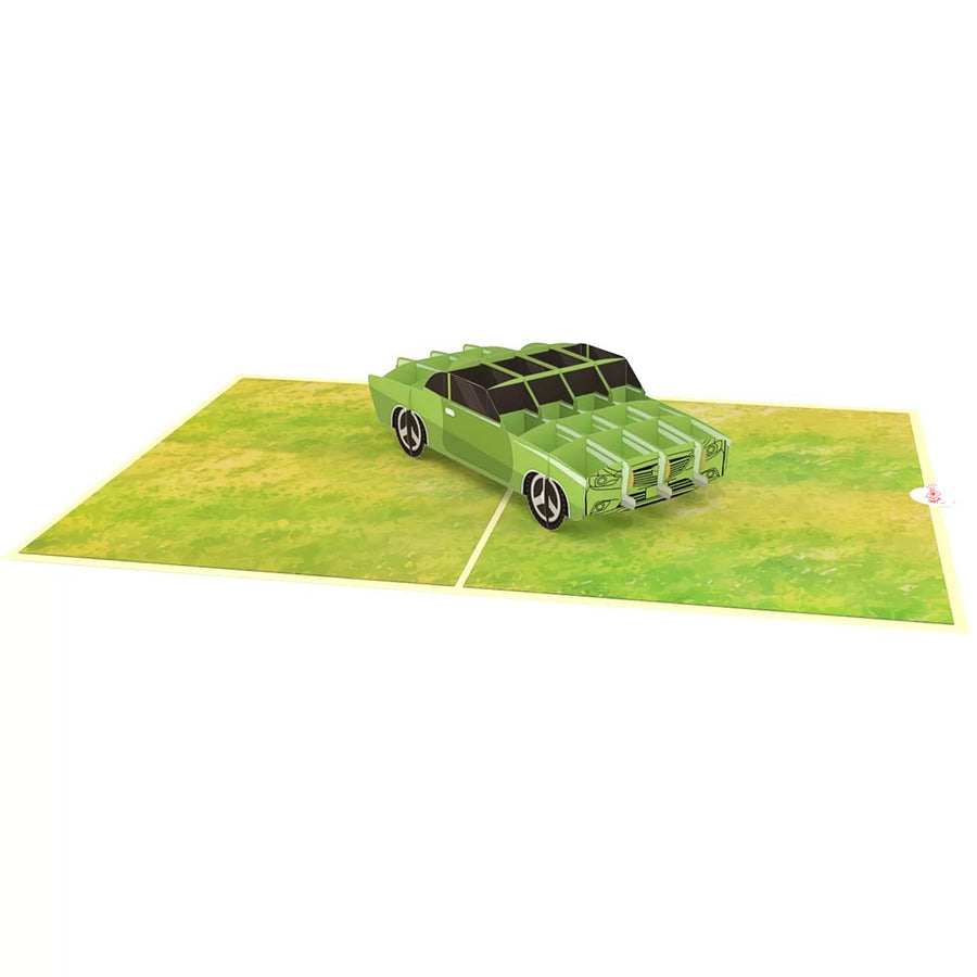 Green Coupe Car Pop-Up Card