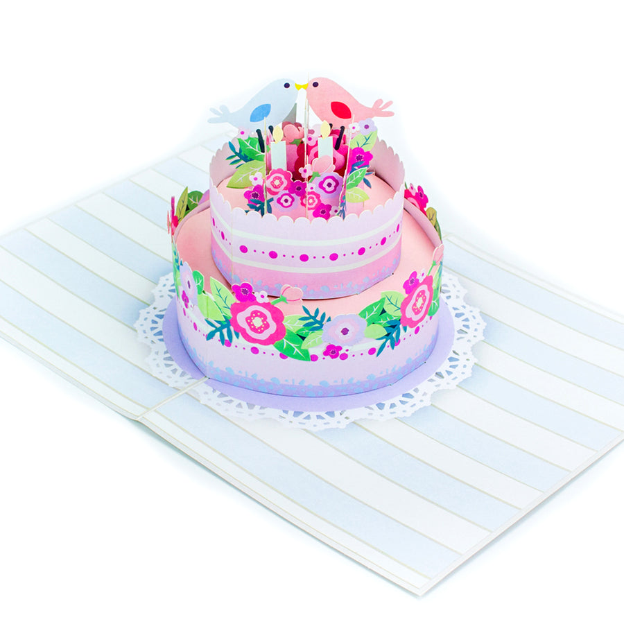 Wedding Cake Lover Birds Pop-Up Card