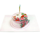 Happy Birthday Cake With Flowers And Butterfly Pop-Up Card